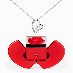Forever Love Necklace And Red Heart Rose Box
