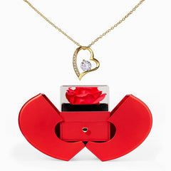 Forever Love Necklace And Red Heart Rose Box